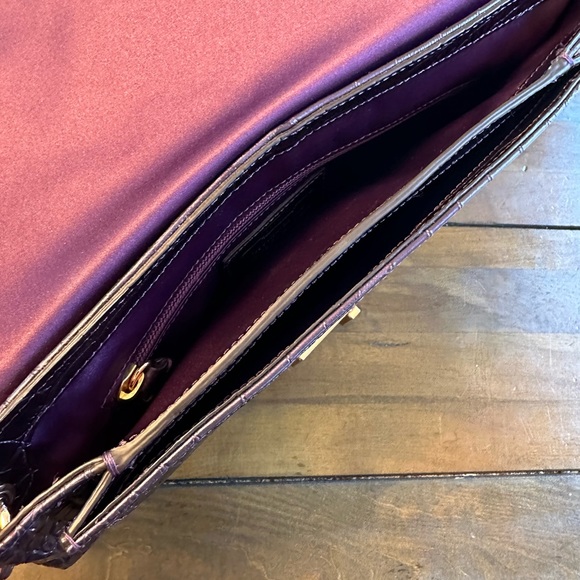 COACH Purple Embossed Leather Reptile Oversized Clutch Mega Wristlet - Picture 8 of 15